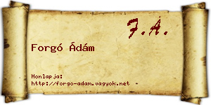 Forgó Ádám névjegykártya